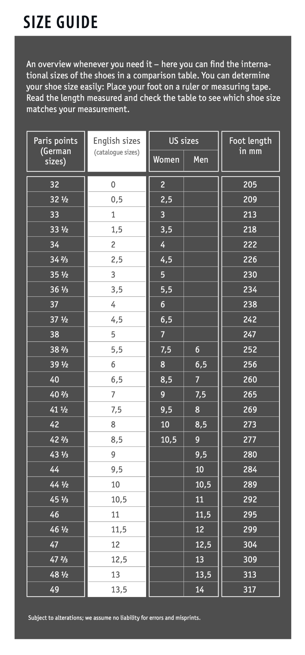 Size Guide