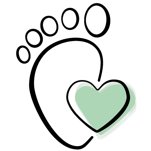 Icon eines Fußes mit Herz – Symbol für Fußgesundheit und Komfort.